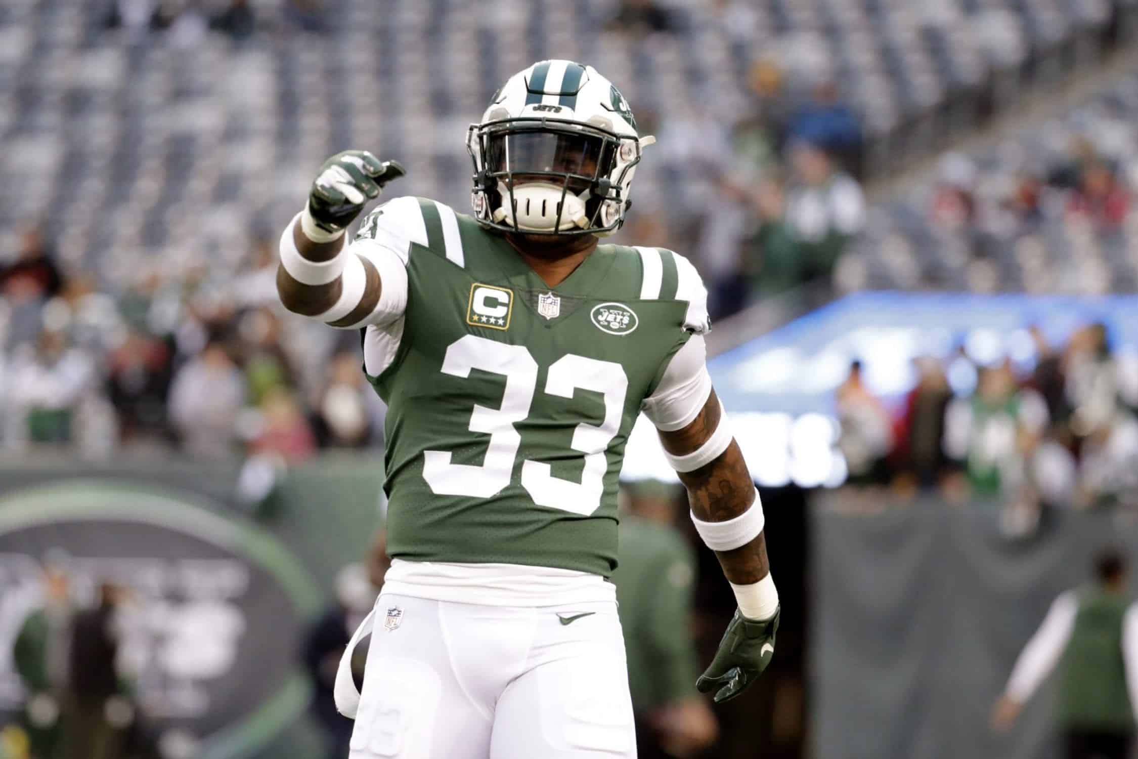 New York Jets safety Jamal Adams (33) in action against the New York Giants  during an NFL footb …