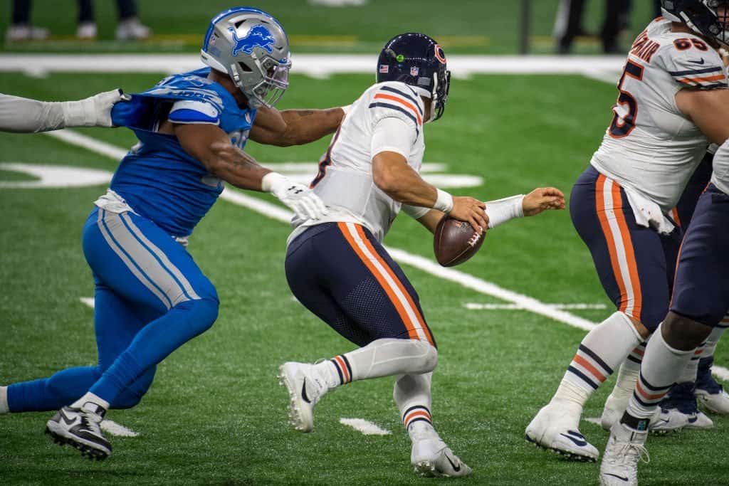 Trubisky throws 3 TDs in 4th to help Bears beat Lions 27-23