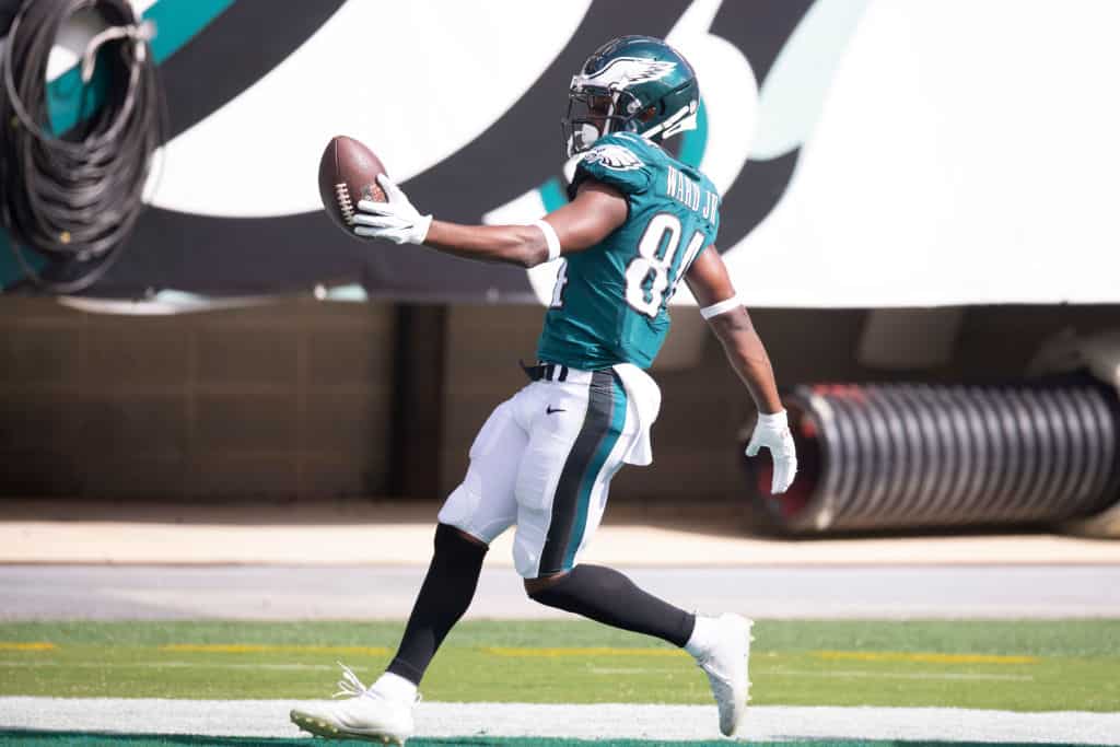 Philadelphia Eagles' Greg Ward (84) scores a touchdown during the