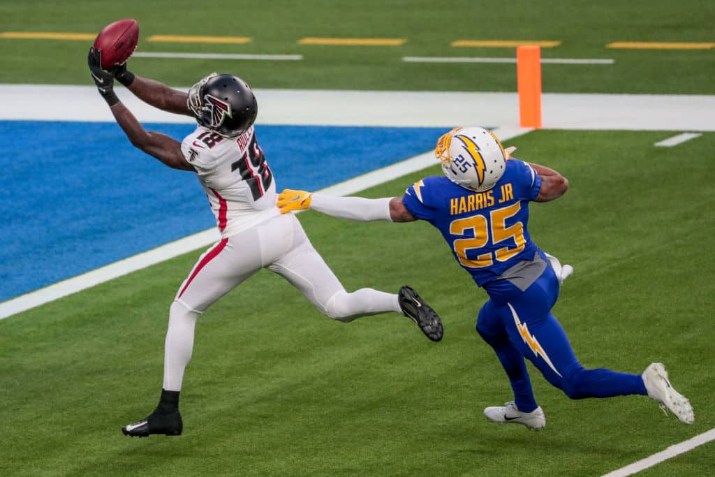 Atlanta Falcons wide receiver Calvin Ridley (18) on the sidelines