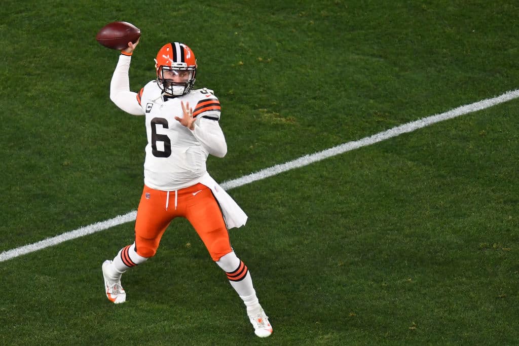 Baker Mayfield photos Browns playoff road win Pittsburgh Steelers