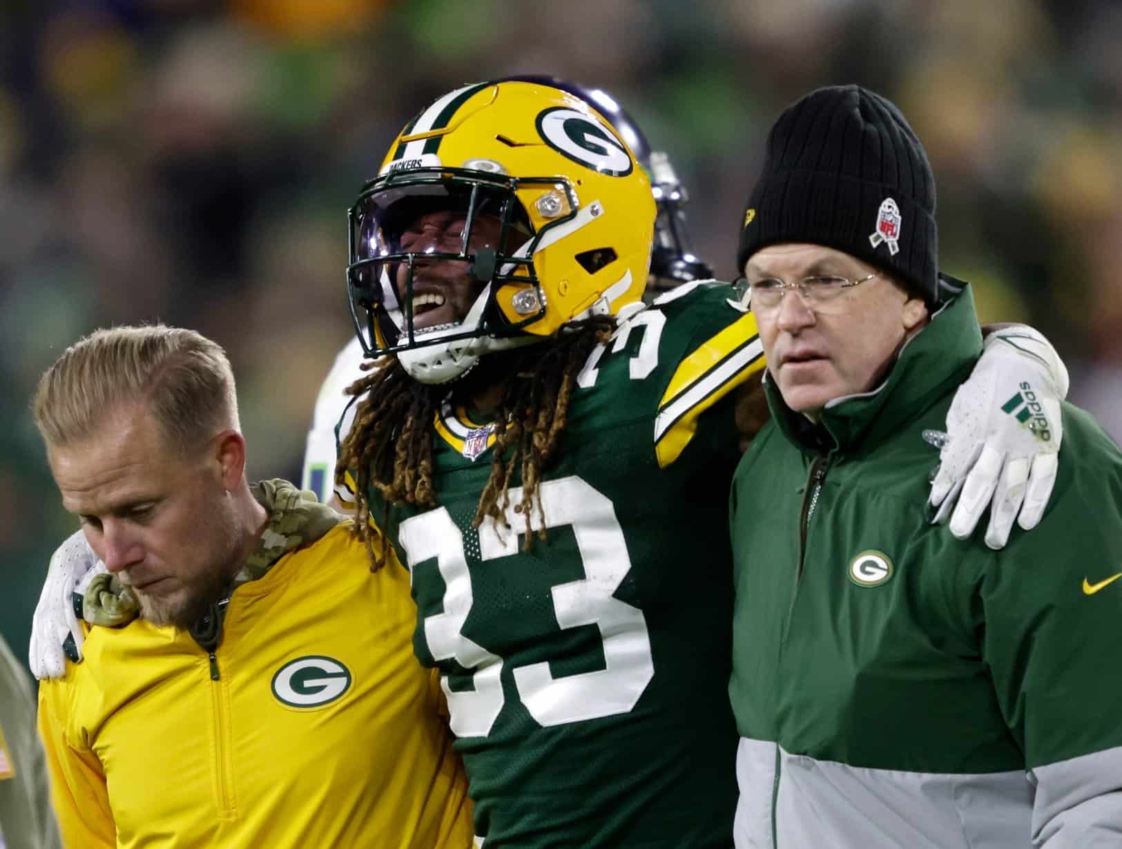 Packers RB Aaron Jones exits game against Seahawks with knee injury