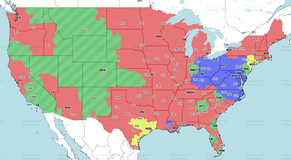 Denver Broncos vs. Miami Dolphins: TV Broadcast Map (NFL Week 12