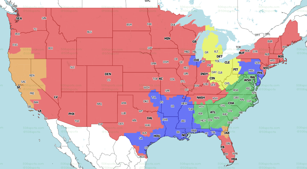 FOX early game TV map for Week 11 2021