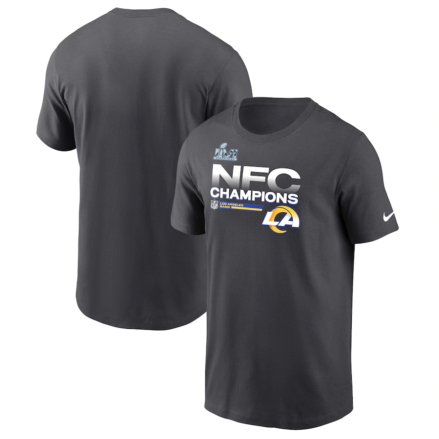 Los Angeles Rams Nike Anthracite 2021 NFC Champions Locker Room Trophy Collection T-Shirt