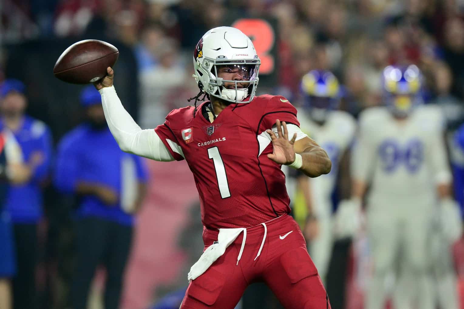 Arizona Cardinals quarterback Kyler Murray (1) and wide receiver