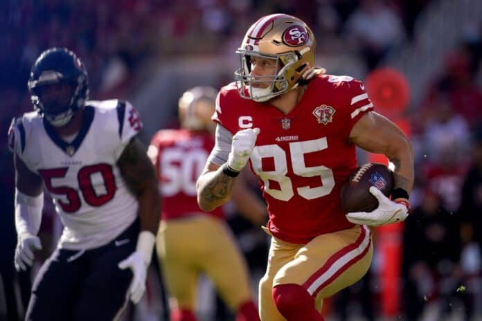 NFL DFS value for George Kittle, Dalton Schultz, and Rob Gronkowski for Wild  Card Weekend