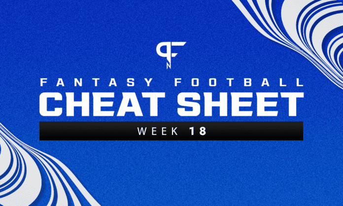 Fantasy Football Cheat Sheet: Weekly rankings, outlooks, injury reports, start/sit advice, and more