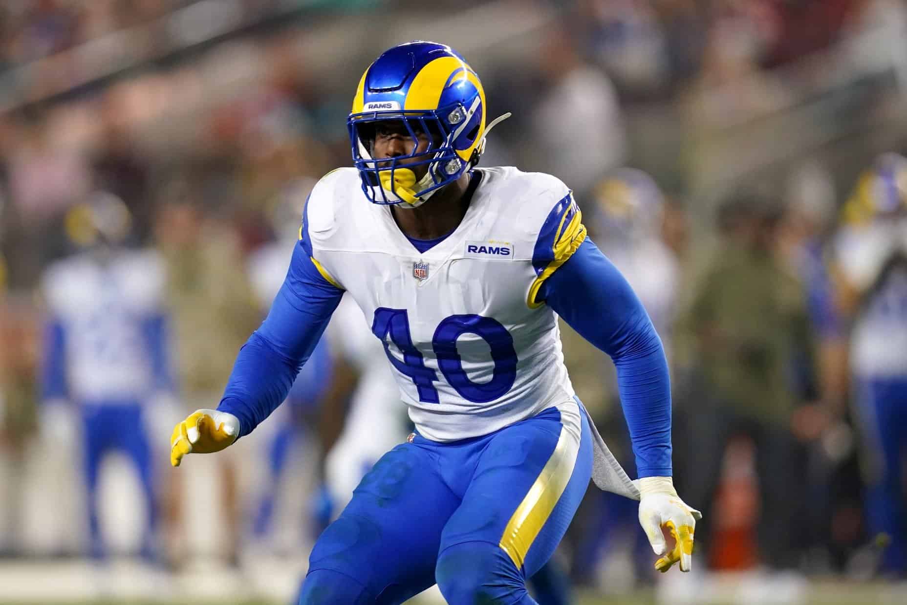 Los Angeles Rams Linebacker Von Miller looks on during the NFL game