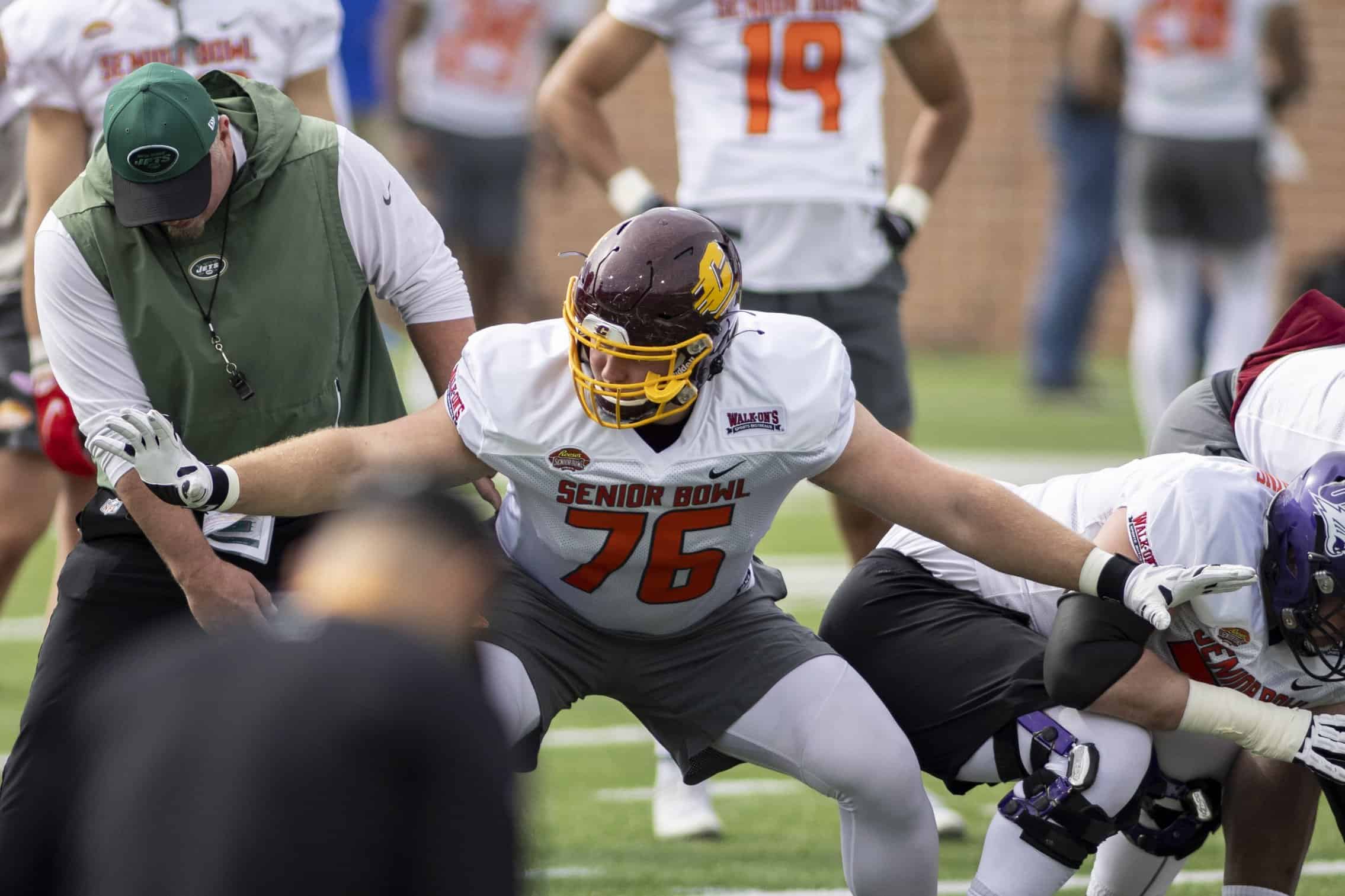 Bucs trade up to select Central Michigan guard Luke Goedeke