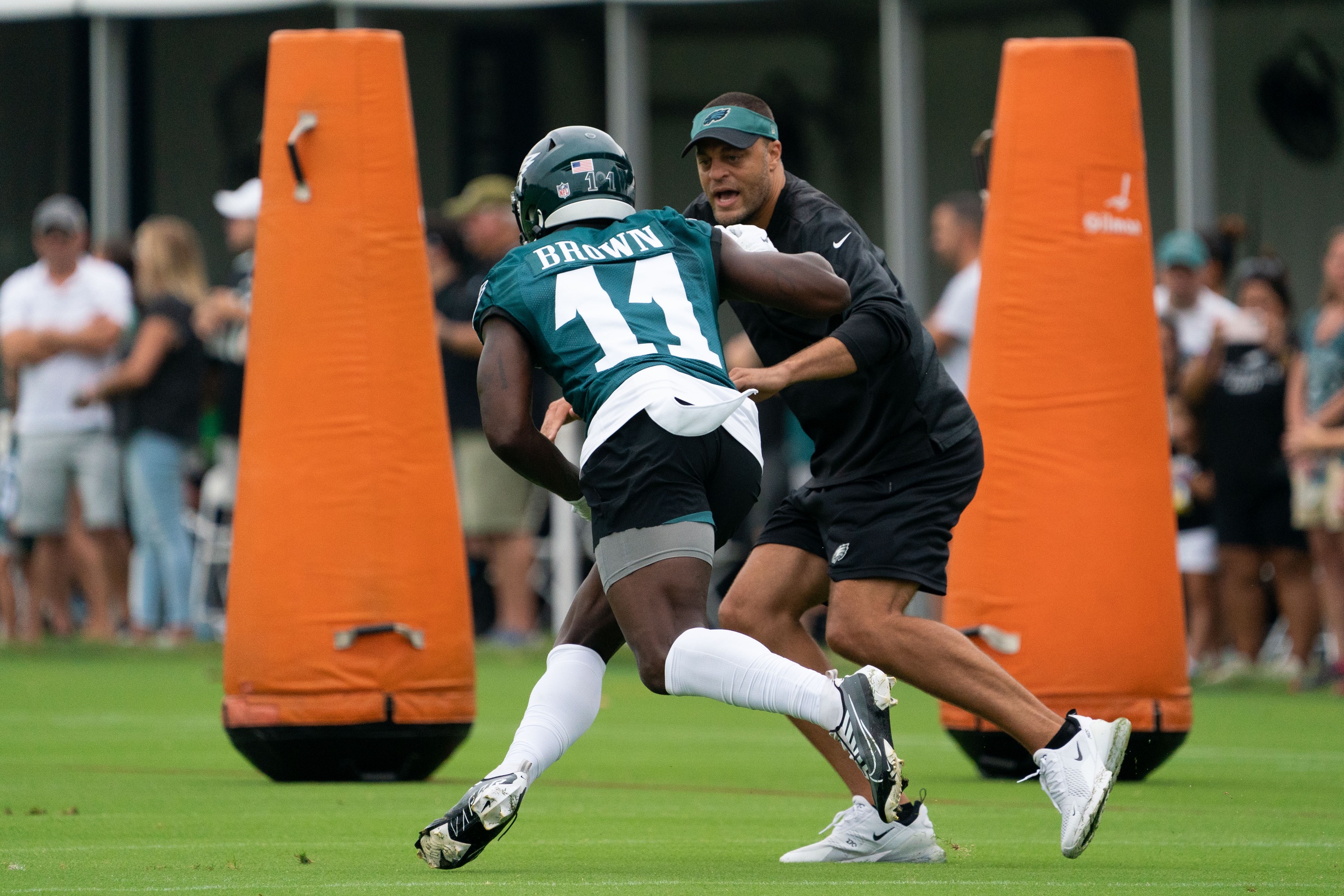 Eagles training camp observations: Jalen Hurts vibes with A.J.