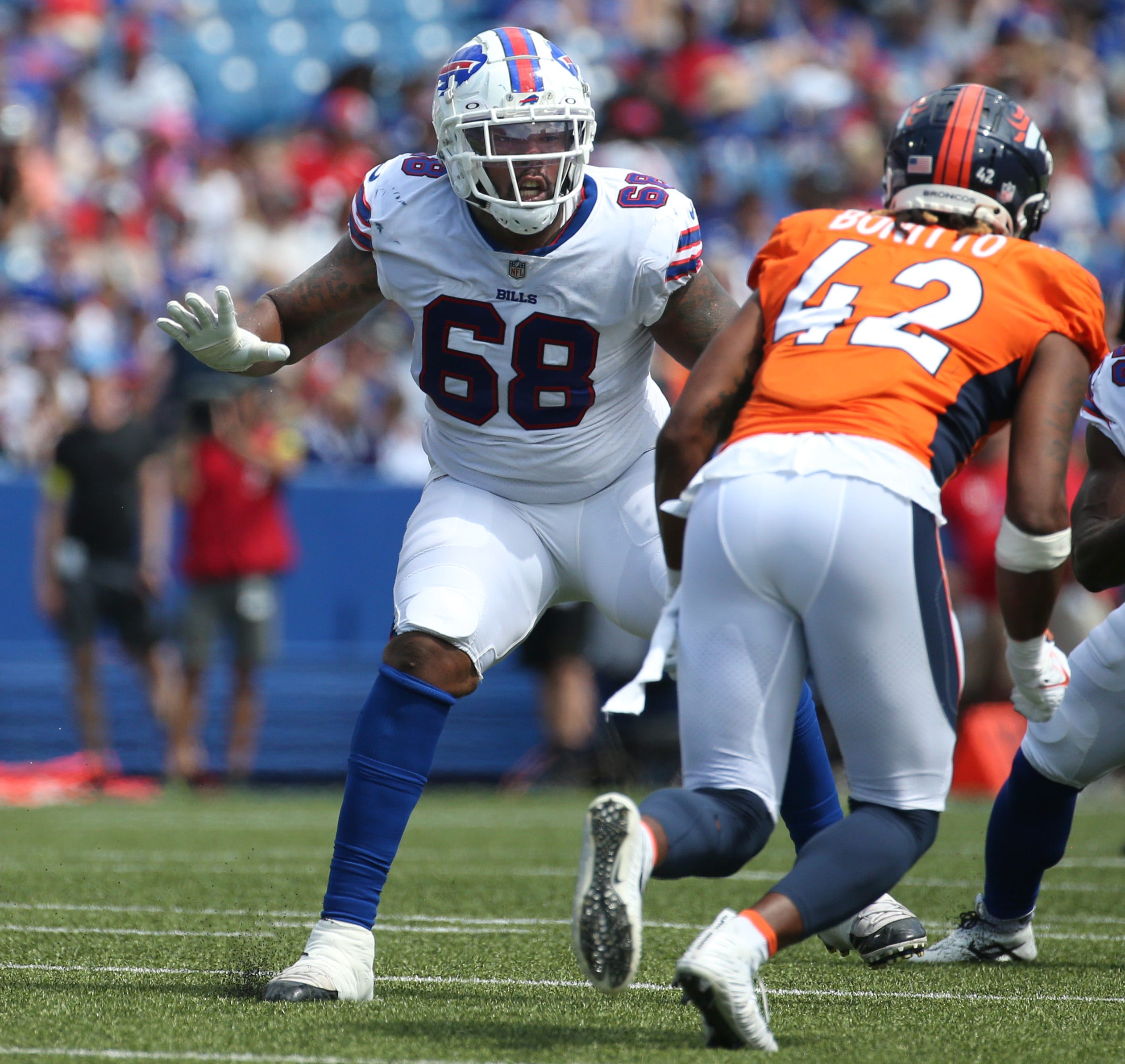 Buffalo Bills offensive tackle Bobby Hart (68) in action against the