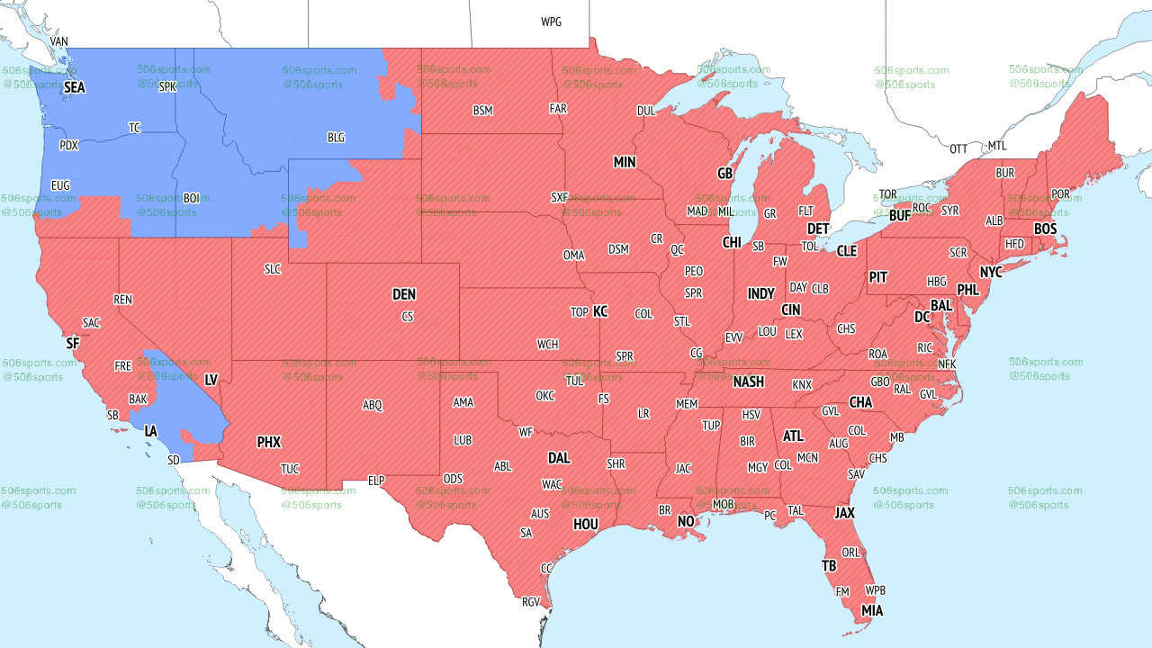 This NFL coverage map shows which games are being shown during FOX's late games in Week 7.