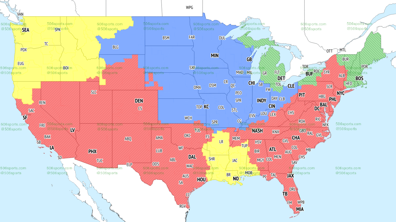 FOX early game NFL Coverage Map for Week 5