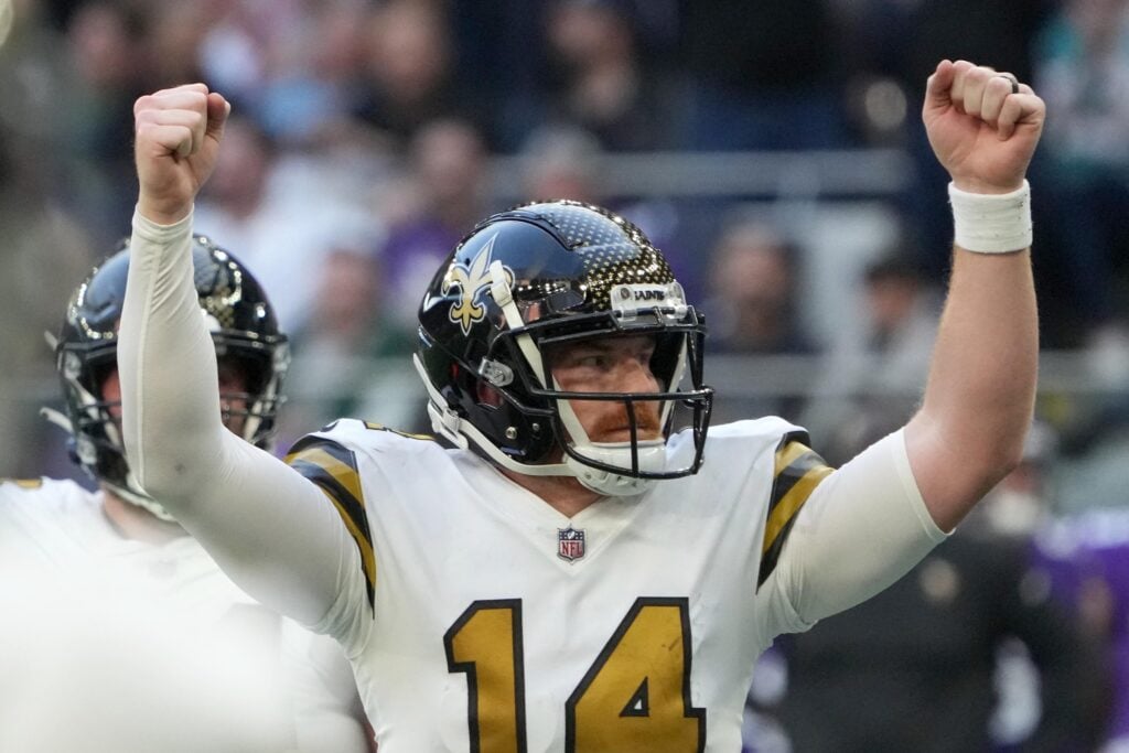 New Orleans Saints quarterback Andy Dalton (14) during an NFL