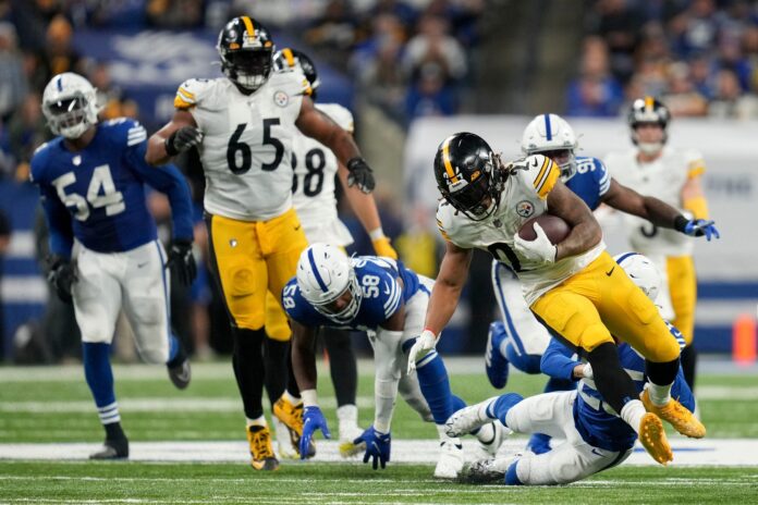 Benny Snell of the Pittsburgh Steelers looks on during the game