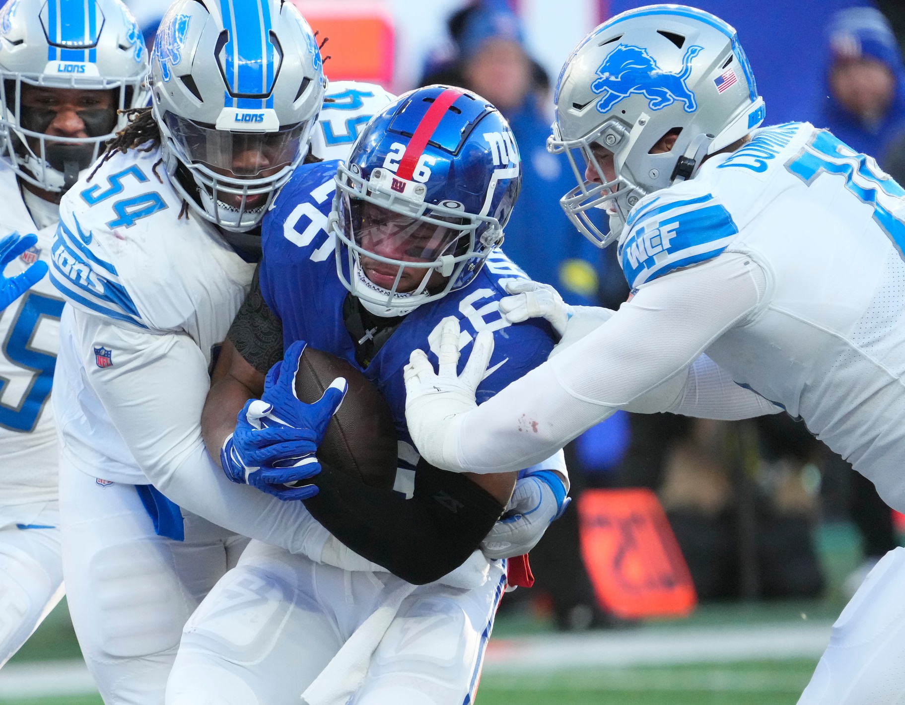 Giants' offensive line not good enough, fall to Jags despite Saquon TD