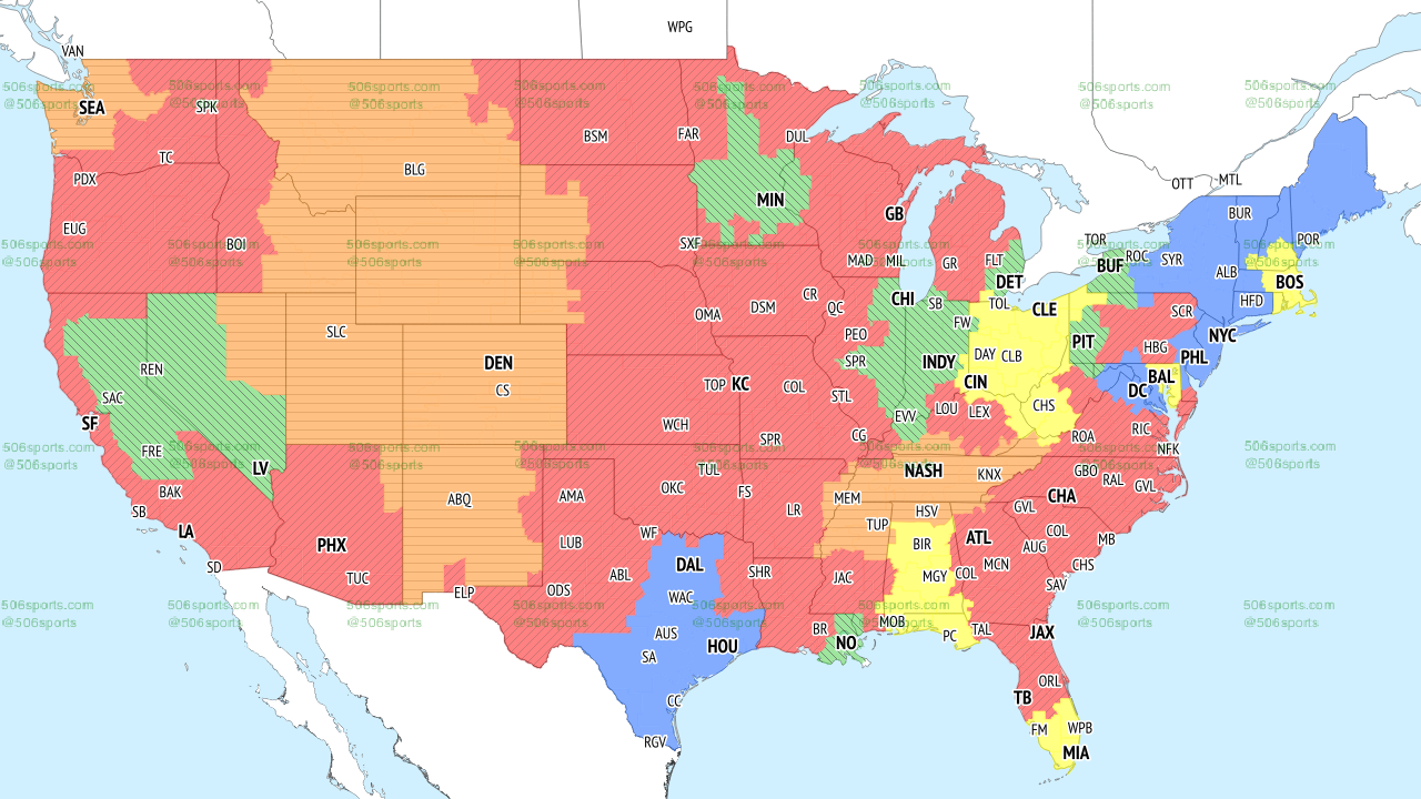 NFL coverage map for CBS single game coverage for Week 10, 2022