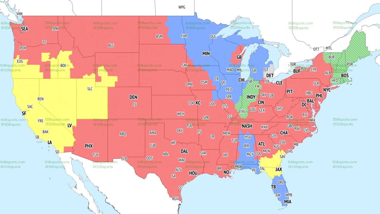 CBS early game coverage map for Week 9, 2022