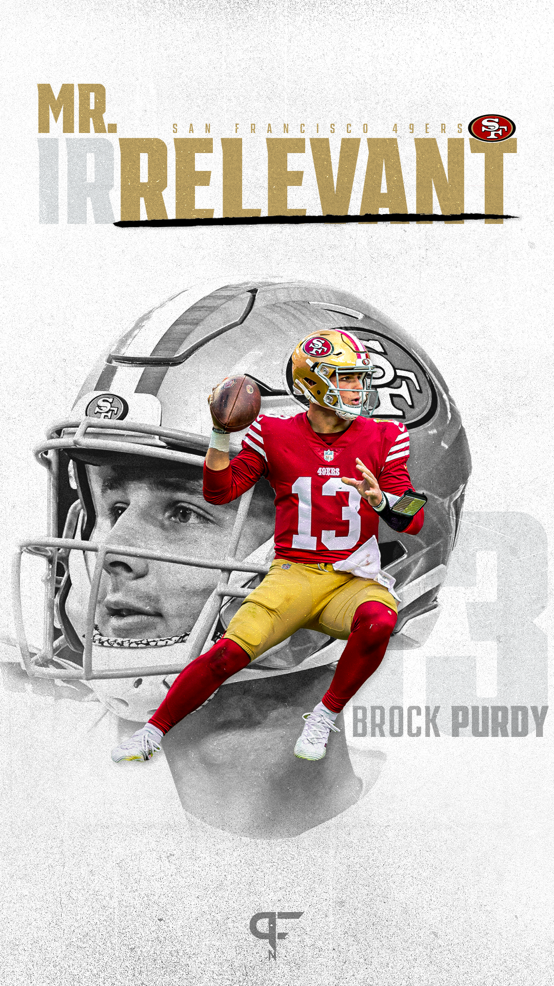 This is a Brock Purdy wallpaper designed for cell phones. The text says 