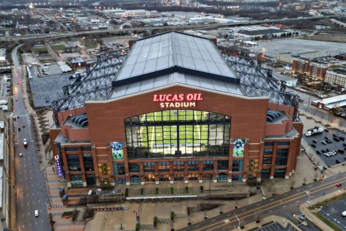 A general overall view of Lucas Oil Stadium.