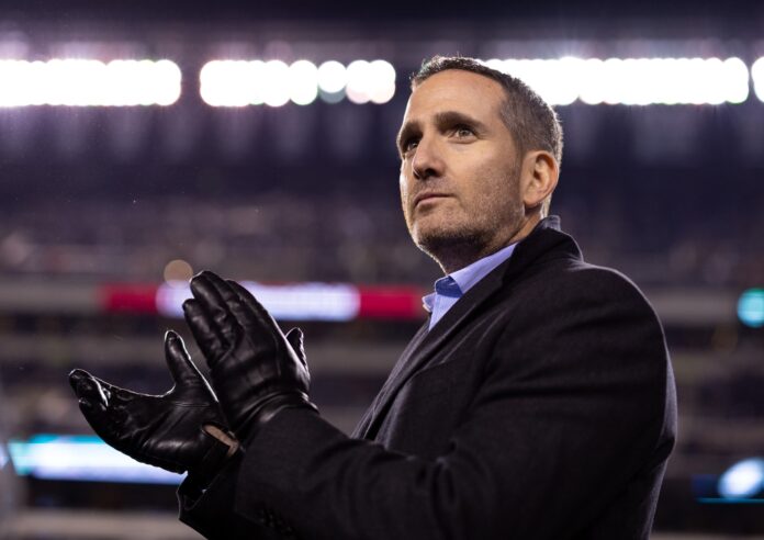 Eagles general manager Howie Roseman looks on during the final seconds of a victory against the New York Giants at Lincoln Financial Field.