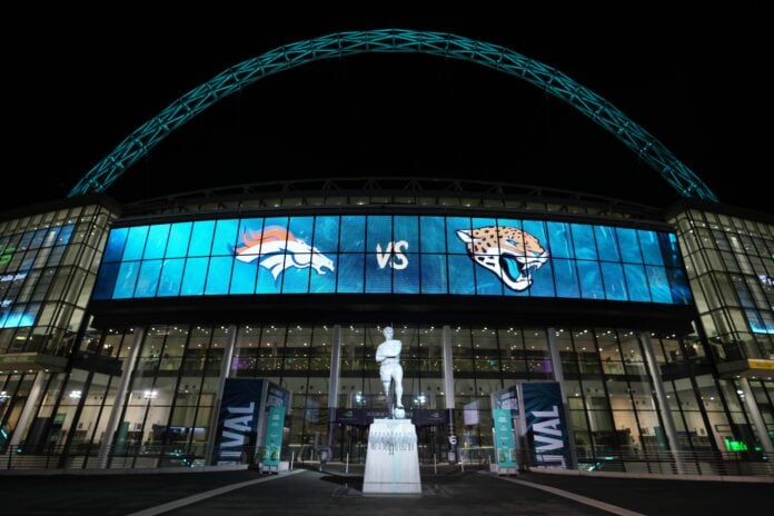 A general overall view of Wembley Stadium during an NFL International Series game between the Jacksonville Jaguars and the Denver Broncos.