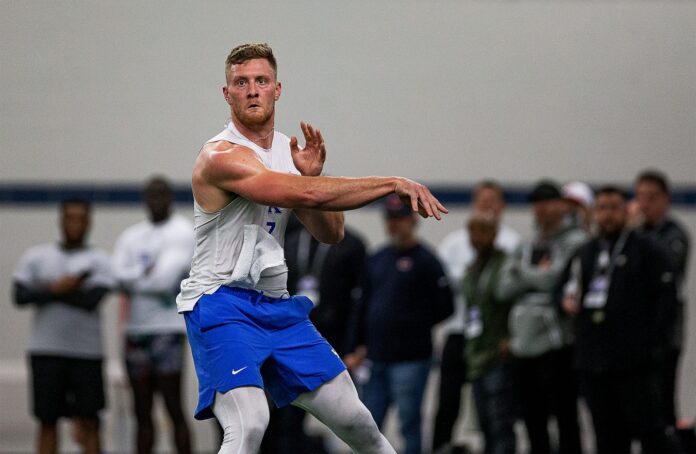 Will Levis showed off his passing form while being watched by NFL scouts during a pro day workout.