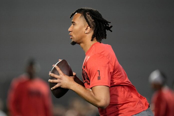Ohio State QB C.J. Stroud during the Buckeyes' Pro Day.
