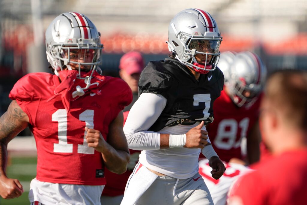 College football: CJ Stroud and Jaxon Smith-Njigba strut their NFL stuff on  Ohio State's Pro Day