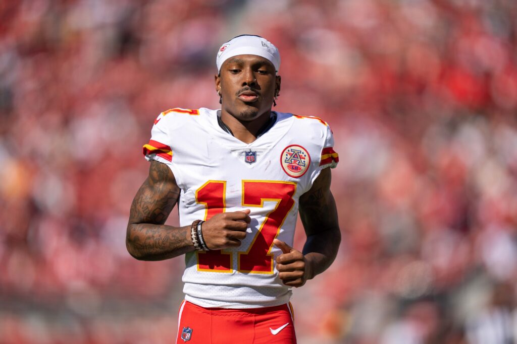 Kansas City Chiefs wide receiver Mecole Hardman (17) is introduced