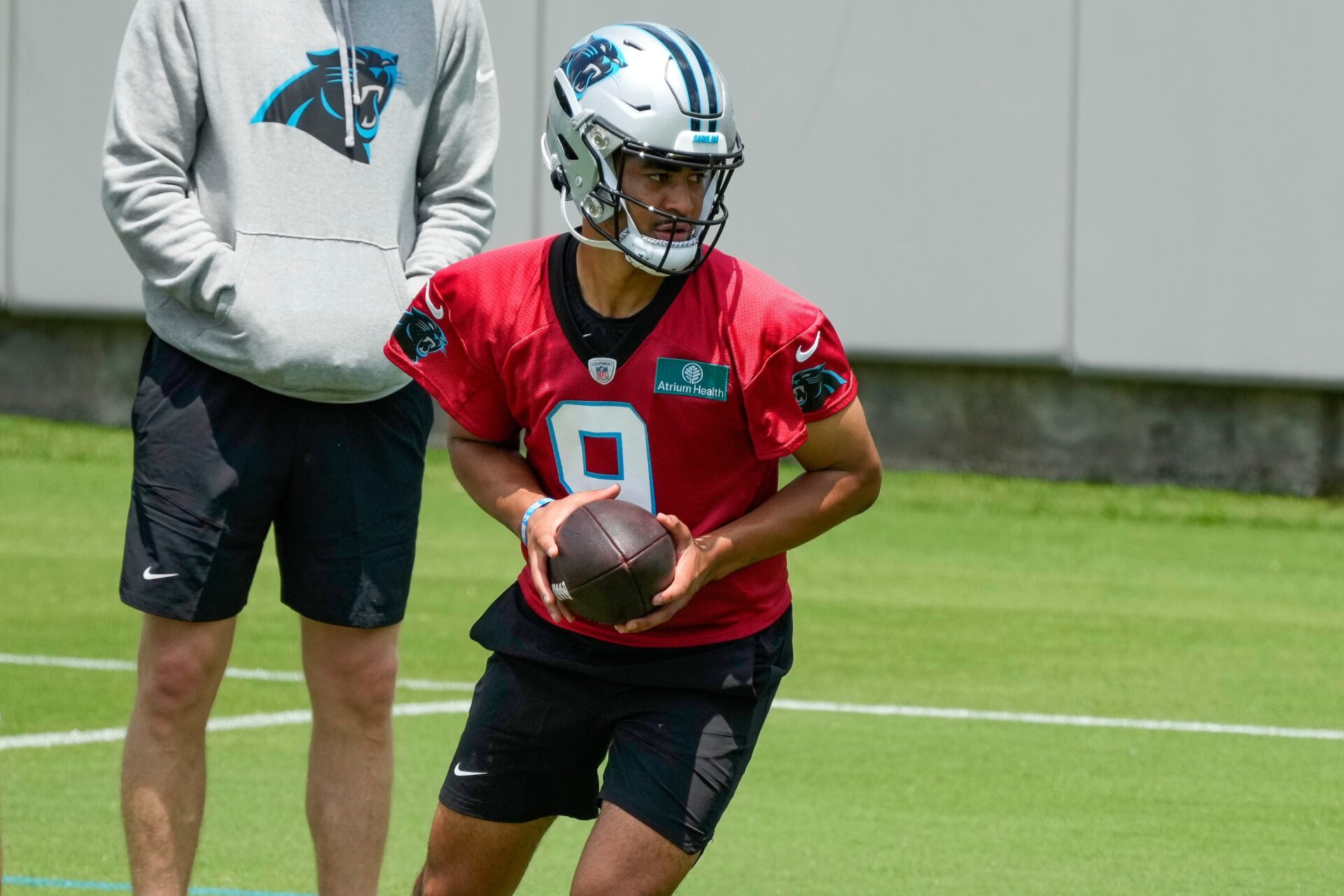 Carolina Panthers QB Bryce Young (9) during the Panthers' rookie minicamp.