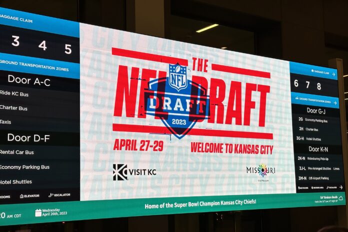 Signage promoting the NFL Draft at the Kansas City International Airport.