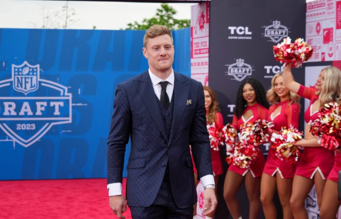 Will Levis walks the NFL Draft Red Carpet before the first round of the 2023 NFL Draft at Union Station.
