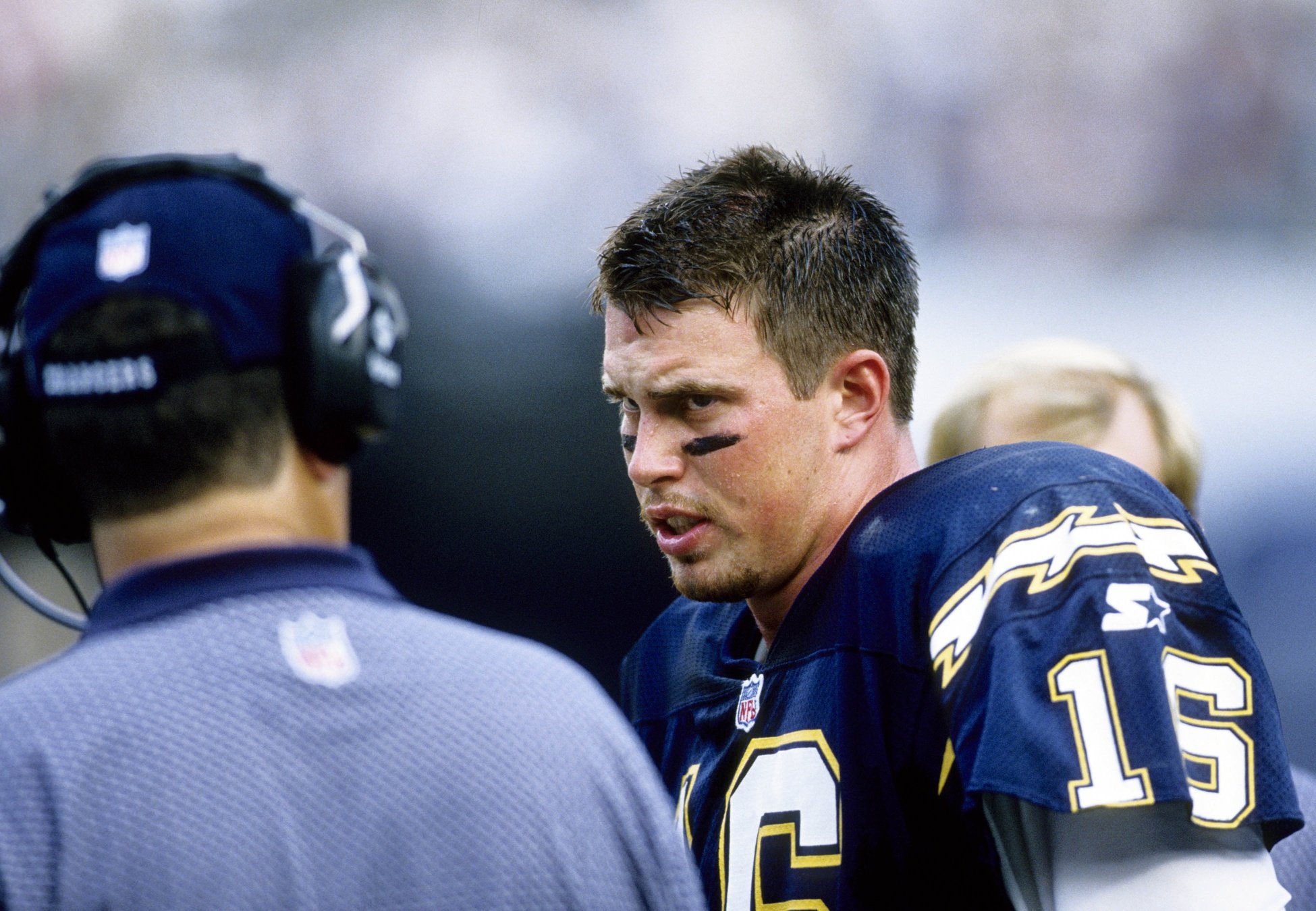 FILE - In this Aug. 8, 1998, file photo, San Diego Chargers' rookie  quarterback Ryan Leaf, the number two player taken in the year's NFL draft,  tries to figure out what play