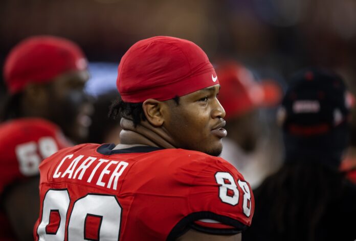 Georgia DT Jalen Carter (88) looks on during the national championship against TCU.