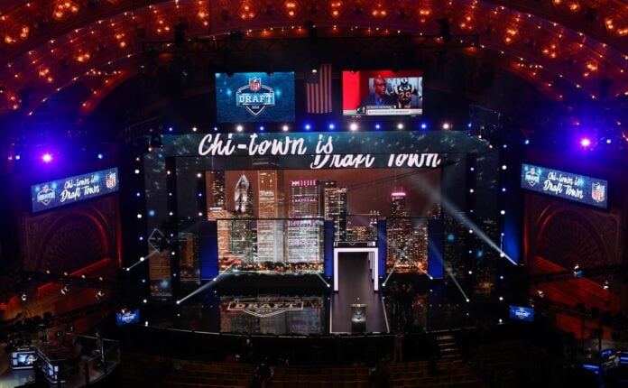 A view of the stage at the 2016 NFL Draft at the Auditorium Theatre in Chicago.