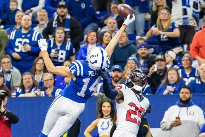 Alec Pierce of the Indianapolis Colts catches the ball against