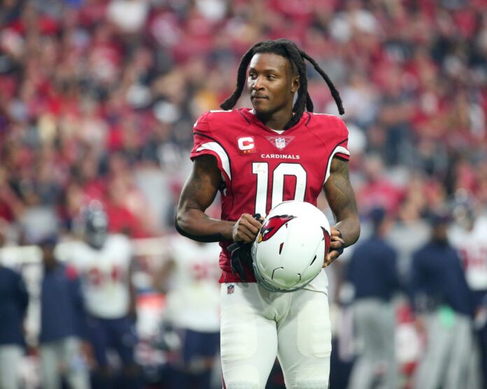 Arizona Cardinals wide receiver DeAndre Hopkins (10) waits during a timeout.