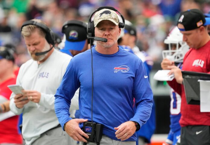 Sean McDermott in the first half against the New York Jets at MetLife Stadium.