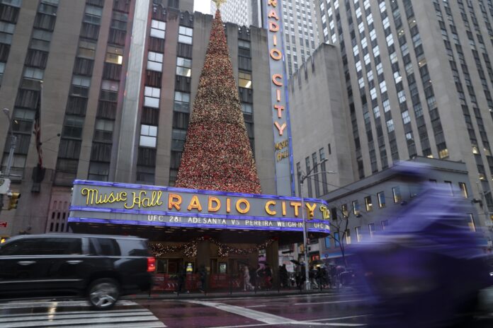 An outside view of Radio City Music Hall in New York City, NY.