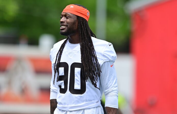 Defensive end Jadeveon Clowney during organized team activities for the Cleveland Browns.