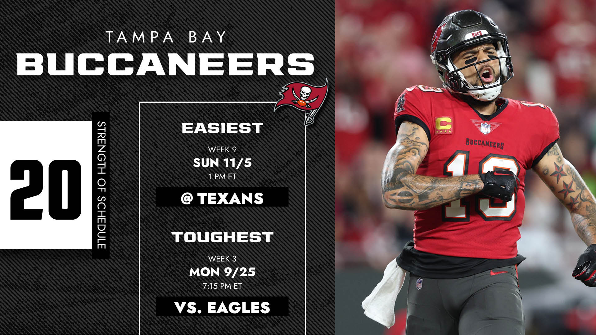 2023 Tampa Bay Buccaneers Full Schedule: Complete team schedule, tickets,  opponents and match-up information for the 2023 NFL season