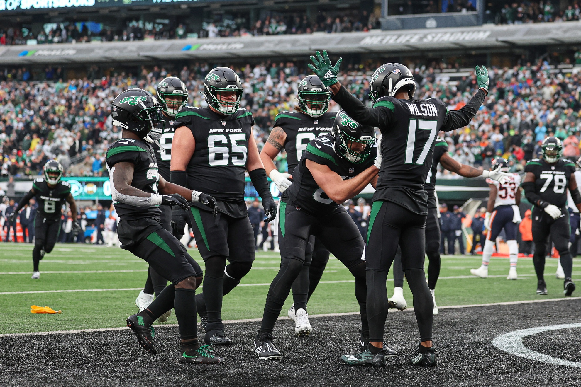 Green Bay Packers' Donald Driver celebrates his reception, to