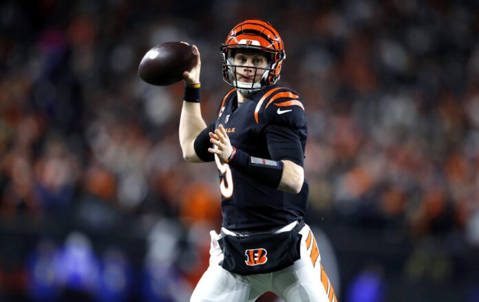 Cincinnati Bengals quarterback Joe Burrow (9) throws a pass during