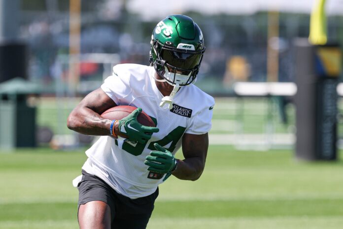 Corey Davis (84) participates in drills during the New York Jets Training Camp at Atlantic Health Jets Training Center.