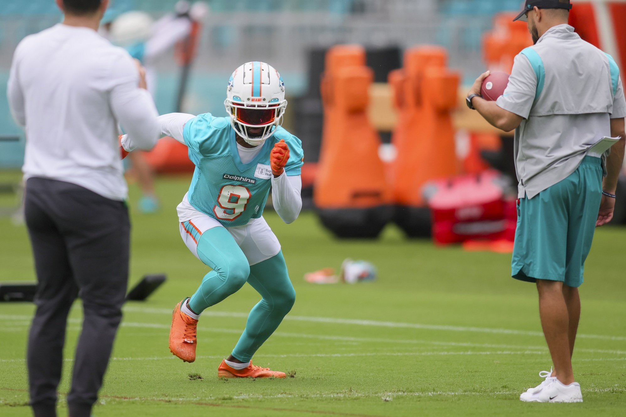 Cornerback Noah Igbinoghene of the Miami Dolphins during a