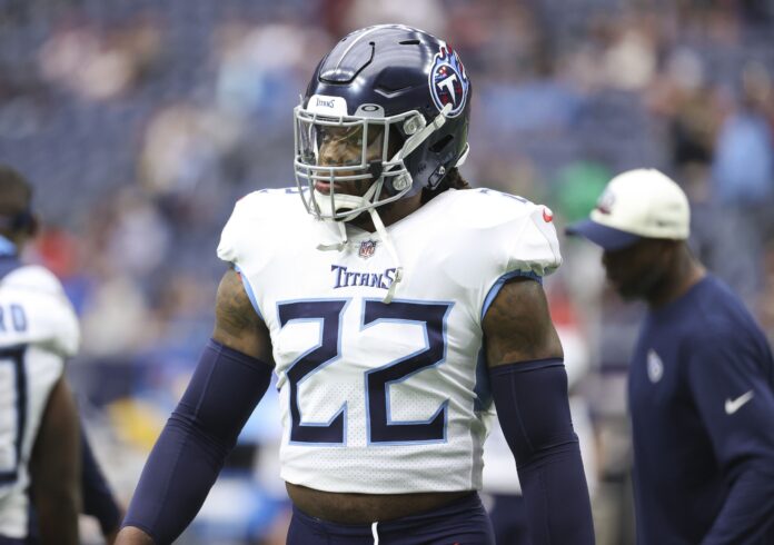 Derrick Henry (22) on the field before the game against the Houston Texans at NRG Stadium.