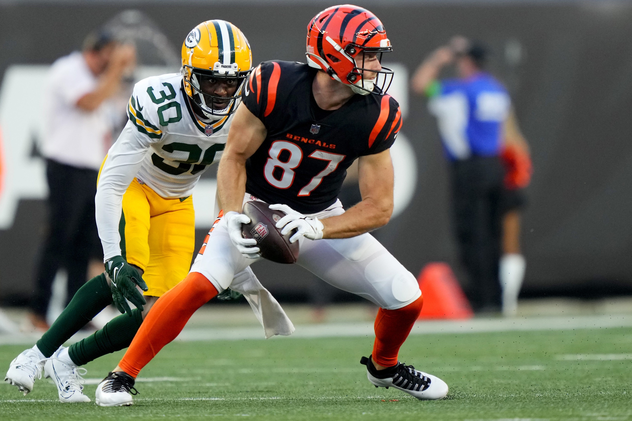 Cincinnati Bengals safety Michael Thomas (31) runs for the play during an  NFL wild-card football game against the Baltimore Ravens on Sunday, Jan. 15,  2023, in Cincinnati. (AP Photo/Emilee Chinn Stock Photo 