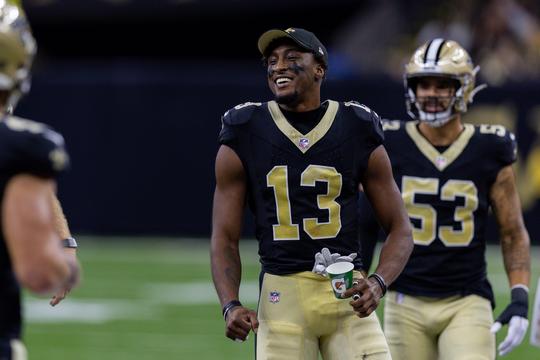 New Orleans Saints wide receiver Michael Thomas (13) plays against